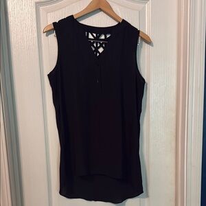 Iz Byer Black Tank Top with Crisscross Back
